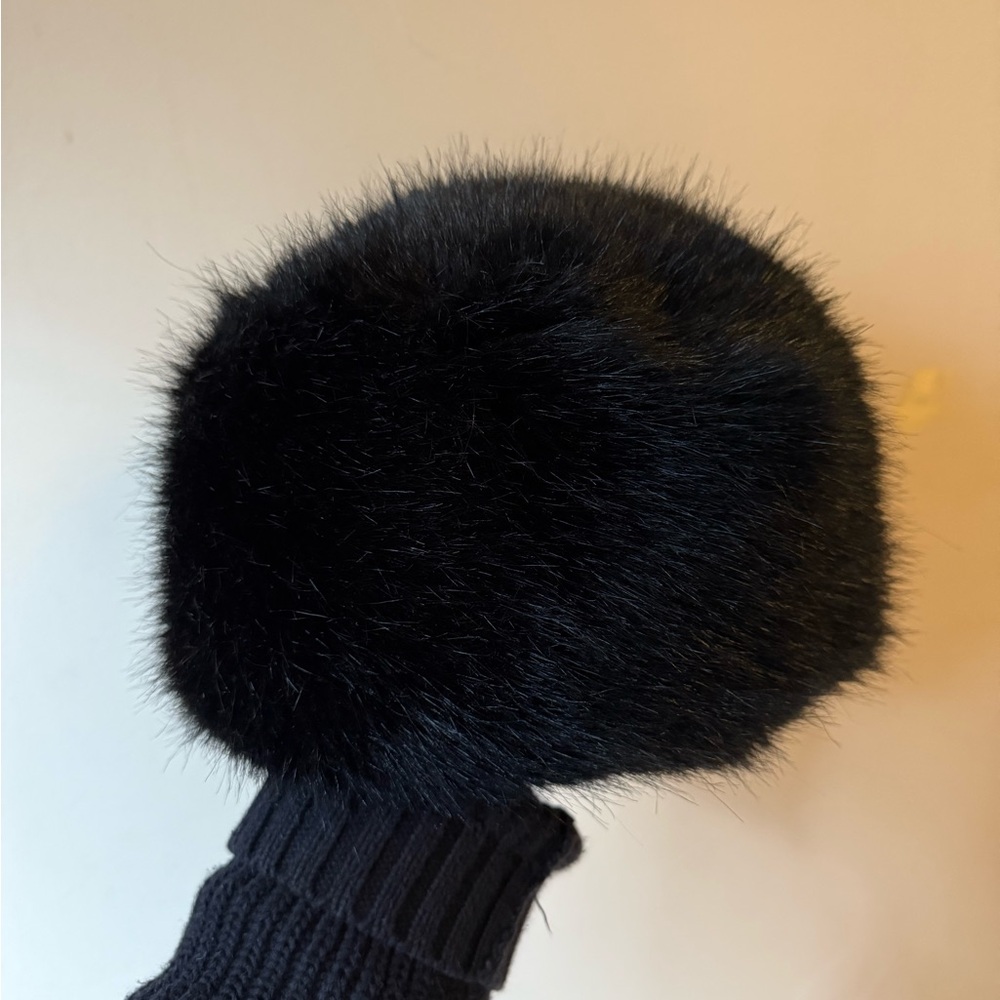 Black Faux Fur Helen Moore Pillbox Hat